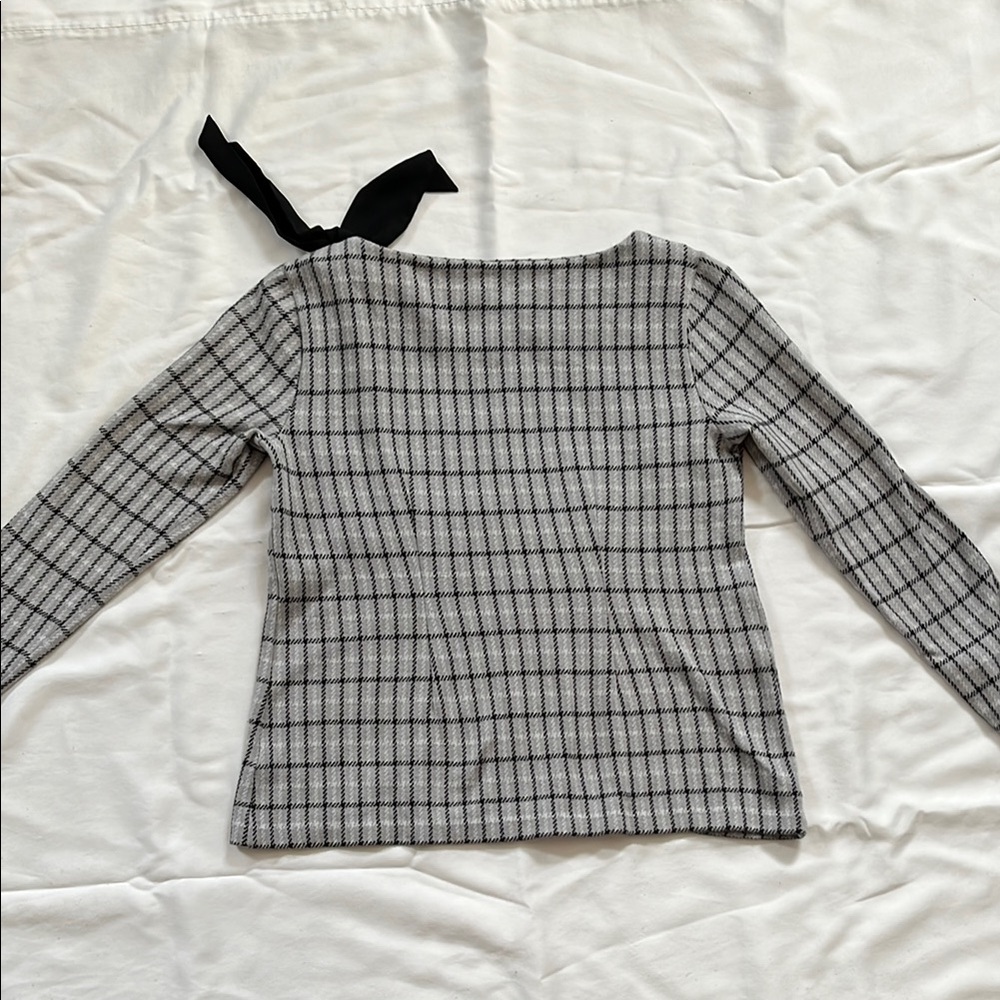 Talbots Plaid Black and White Women's Top - Picture 4 of 6